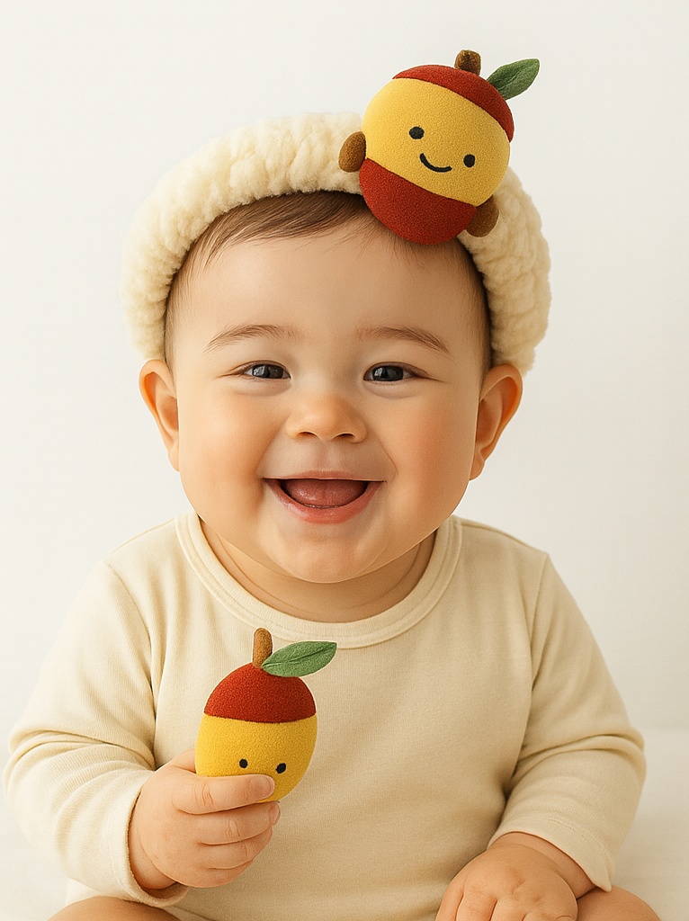 Pear Baby Headband with Matching Pear Doll for Adorable Photos