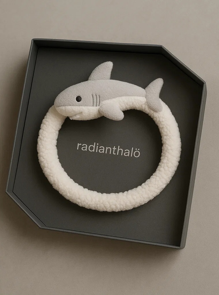 Light Grey Shark Baby Headband with Soft Elastic Fit