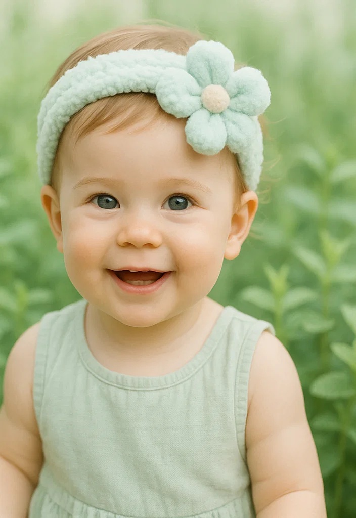 Faixa para bebê com pelúcia removível em forma de flor para fotos