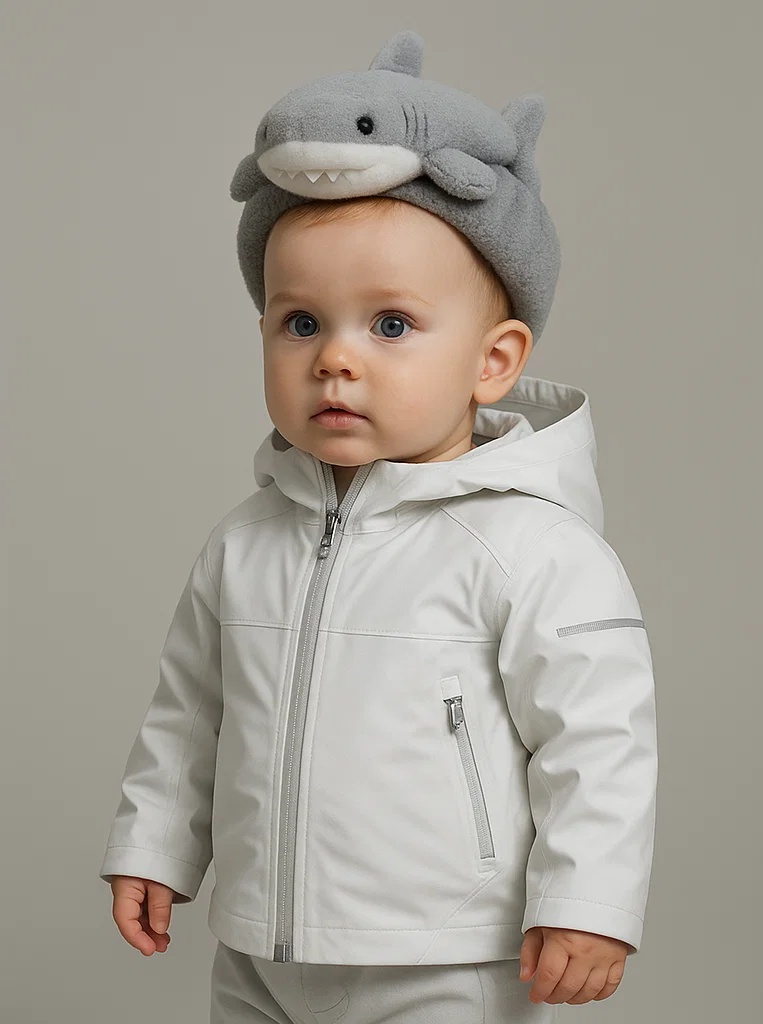 Grey Shark Plush Baby Headband for Photo Shoots