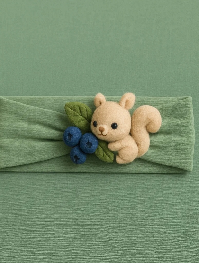 Blueberry Squirrel-Themed Baby Headband