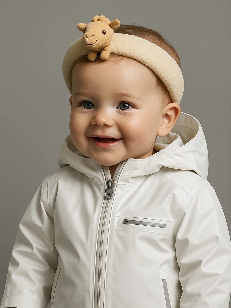 Little Giraffe Baby Headband – Beige Soft Fleece Material