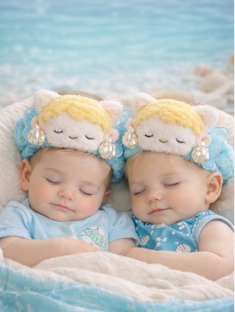 Mermaid-Inspired Twin Baby Headbands for Magical Photoshoots