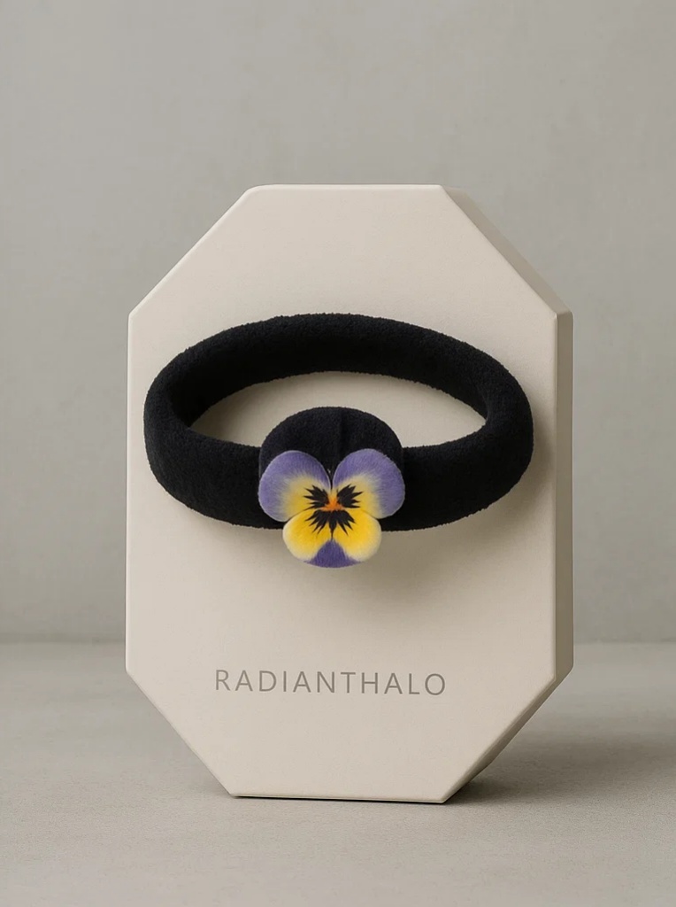 Black Violet Baby Headband – Contrast Plush Flower Style