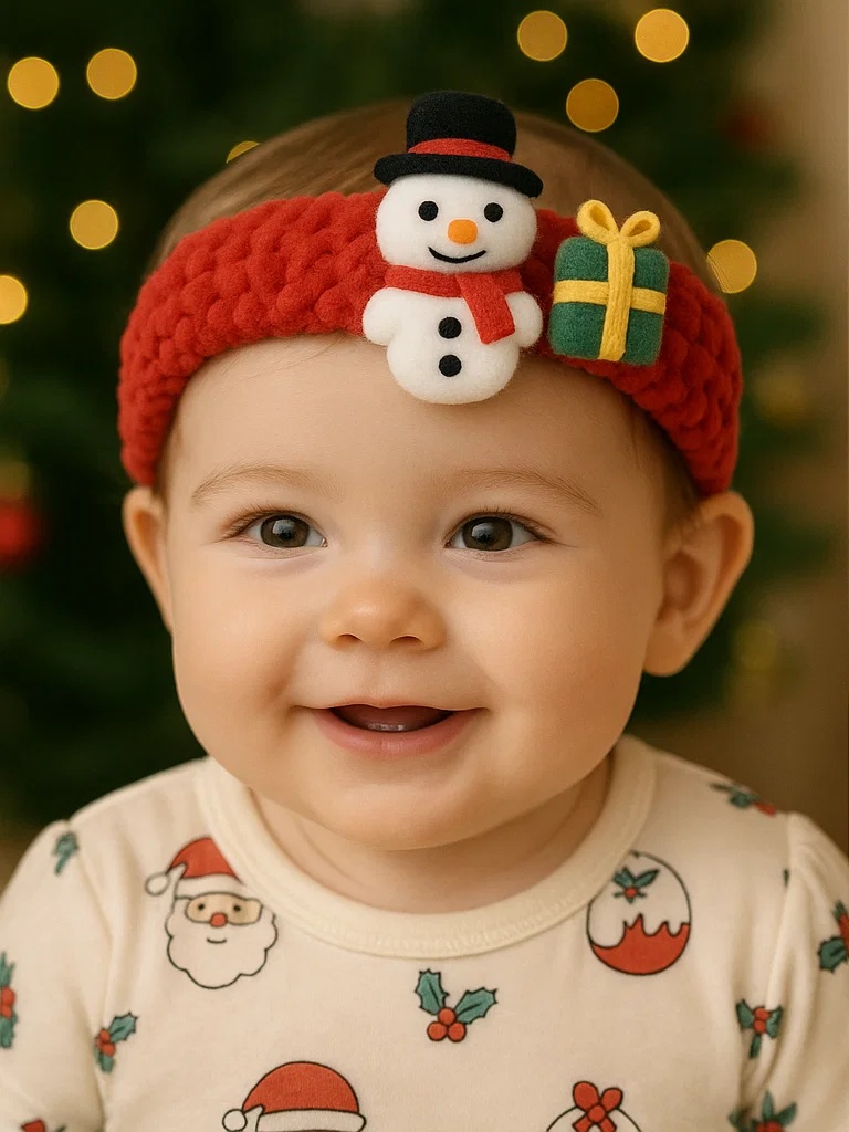 Bandeau pour bébé avec des personnages de Noël adorables pour des photos magiques