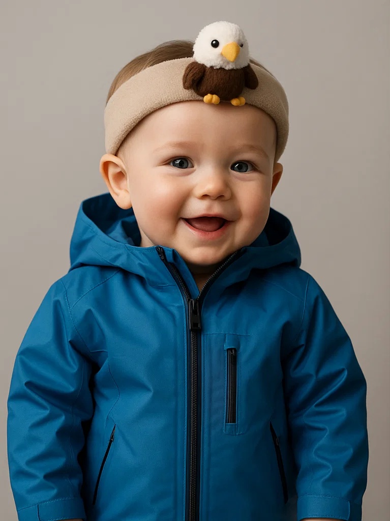 Baby-Stirnband mit Adler, weiches Fleece, niedliches Design