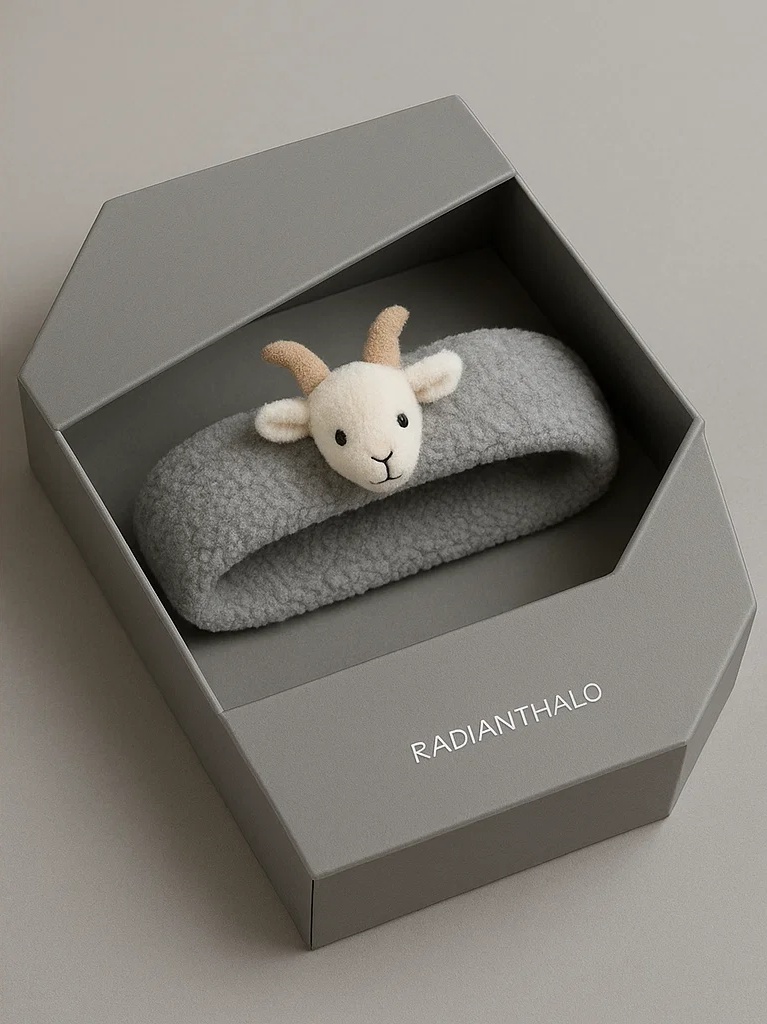 Faixa de cabelo infantil com carneiro, material macio e confortável