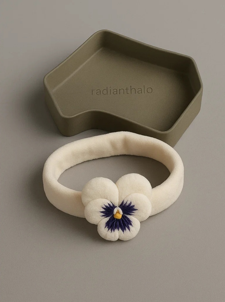 Midnight Pansy Baby Headband – Black Band with Purple Bloom