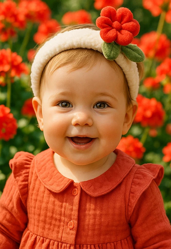 Bandeau doux pour bébé avec une peluche amovible en forme de fleur pour photos