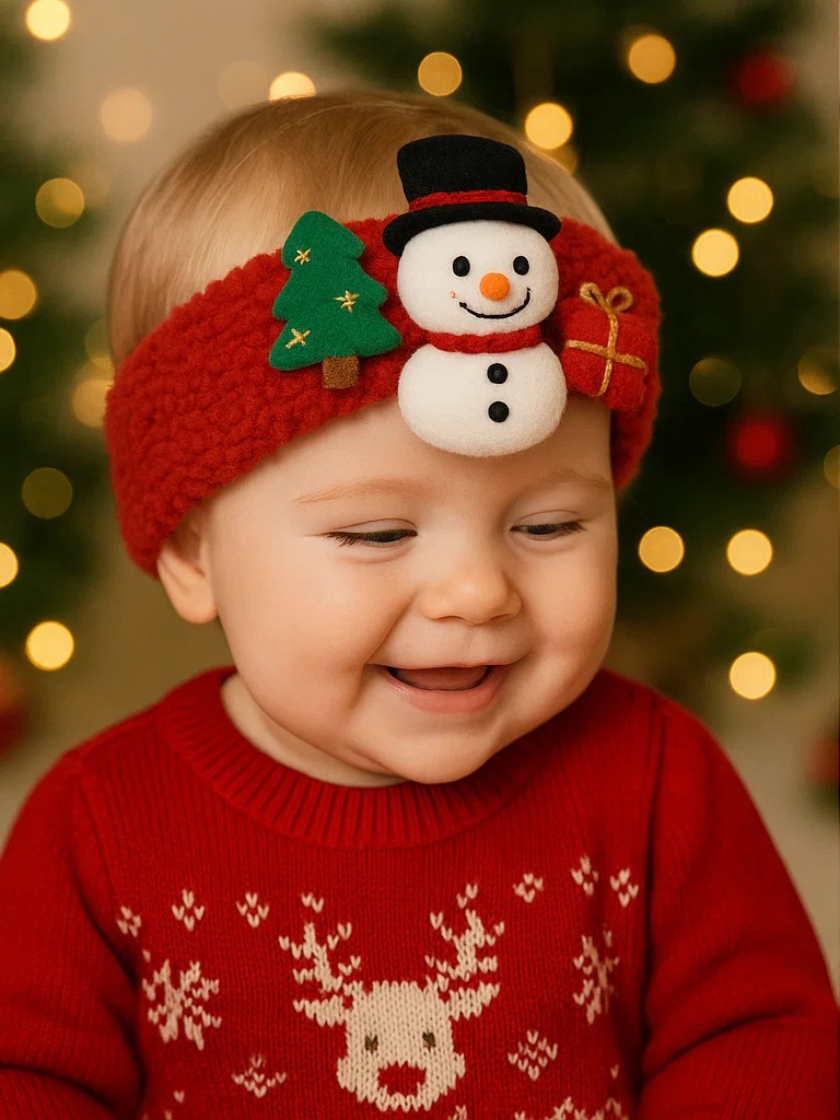 Bandeau bébé thème Noël avec bonhomme de neige pour une photo parfaite