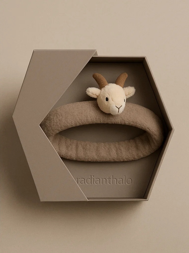 Diadema para bebé con cabra, material suave y cálido