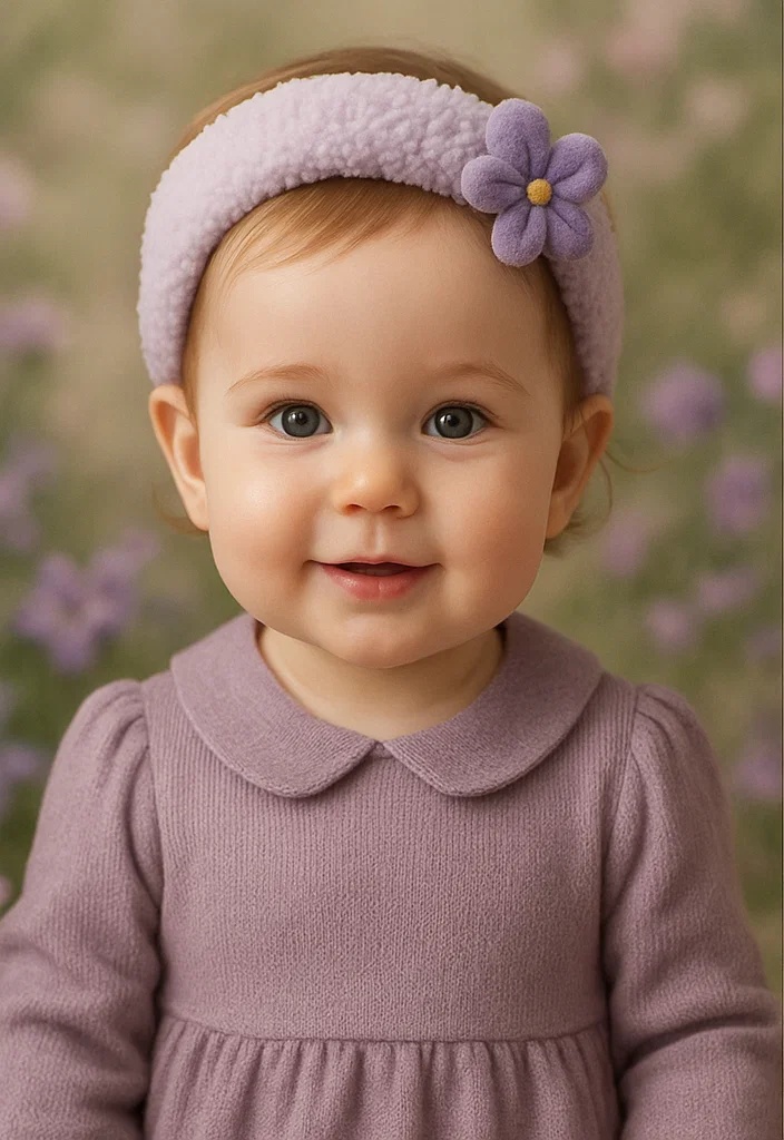 Faixa para bebê com pelúcia removível em forma de flor para fotos