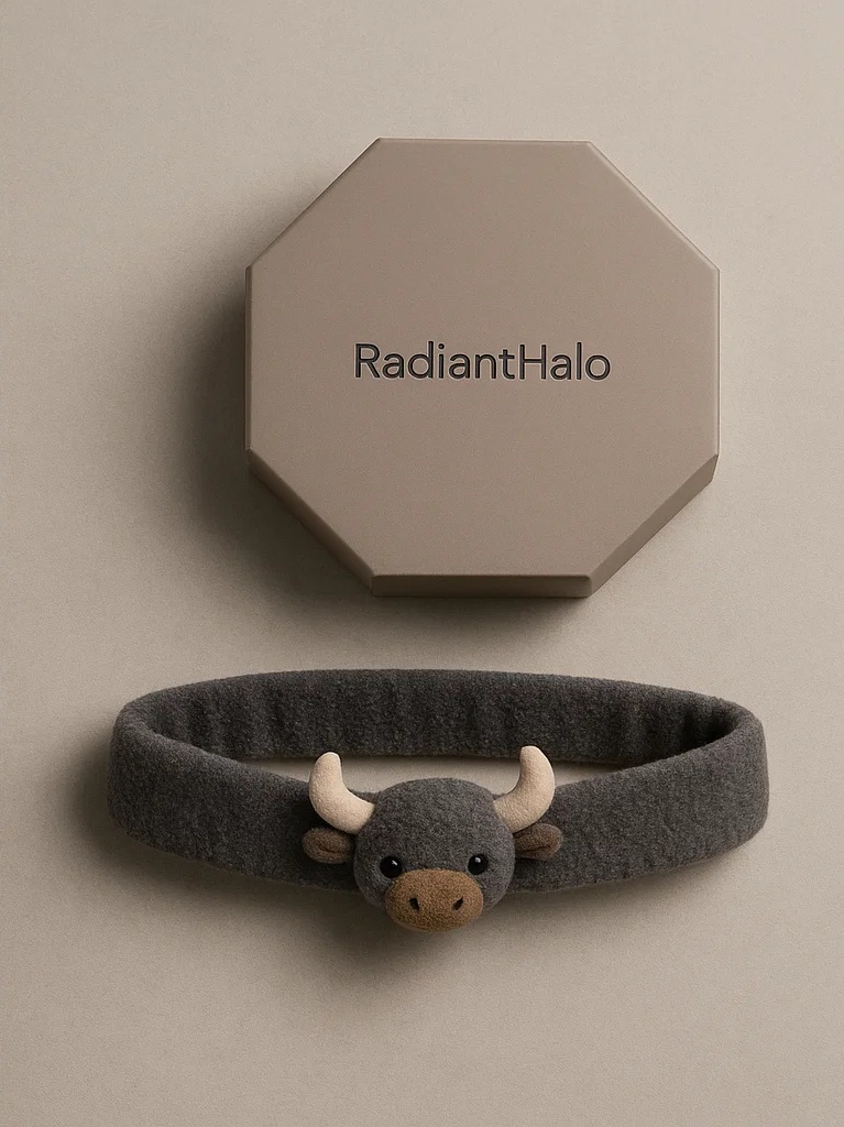 Dětská čelenka s motivem býka, měkký fleece, roztomilý design