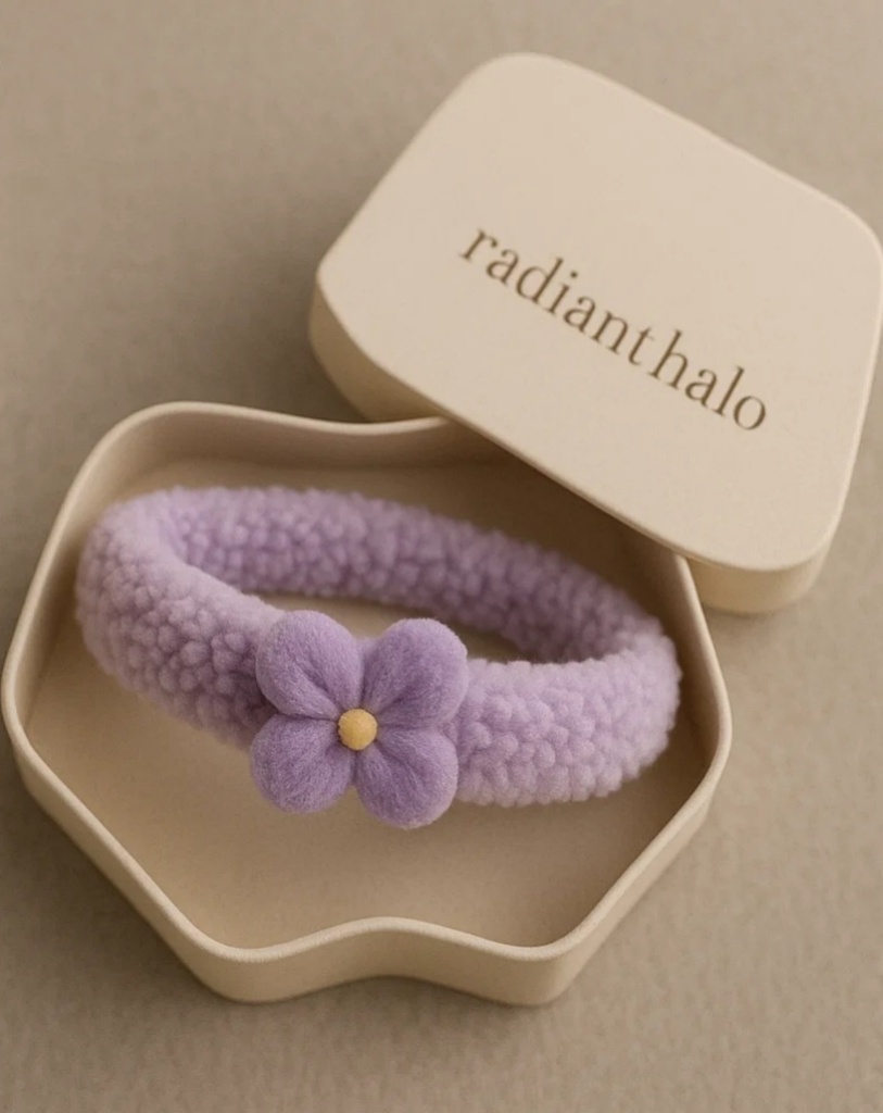 Cinta suave para bebé con adorno desmontable de peluche en forma de flor para fotos