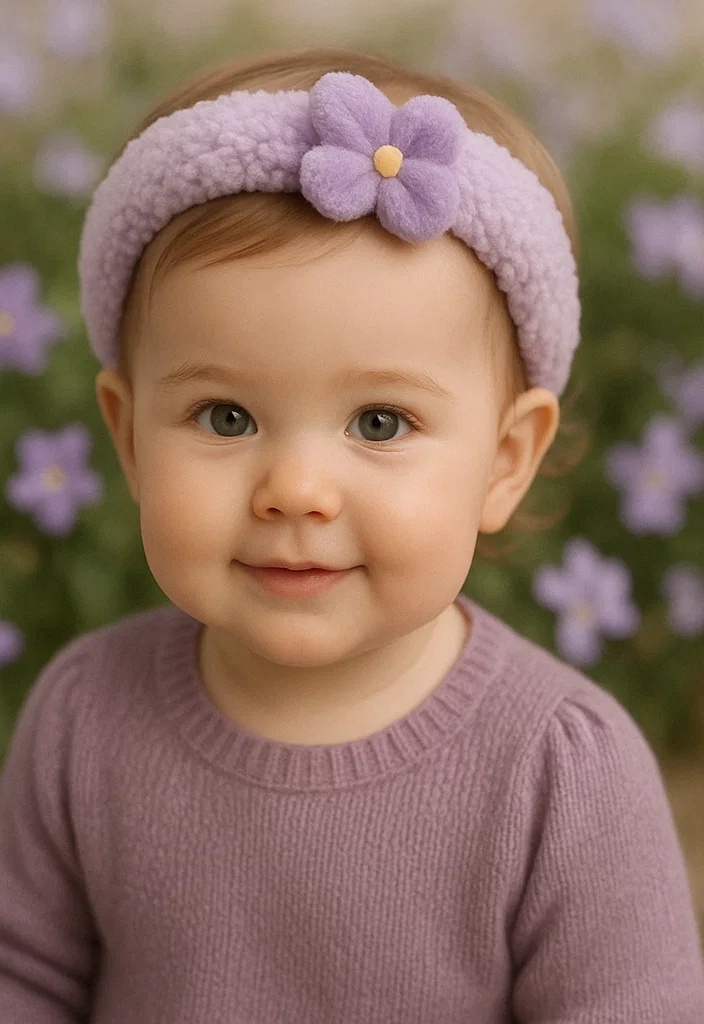 Cinta suave para bebé con adorno desmontable de peluche en forma de flor para fotos