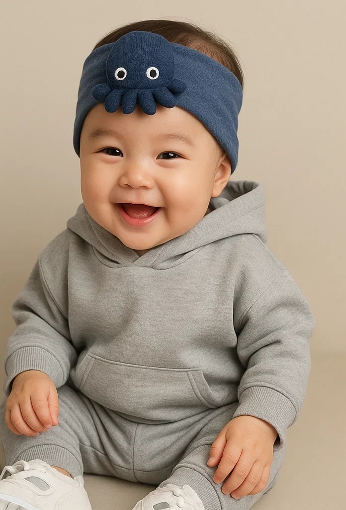 Weiche Baby-Stirnbänder mit abnehmbaren Meerestier-Spielzeugen für Fotos