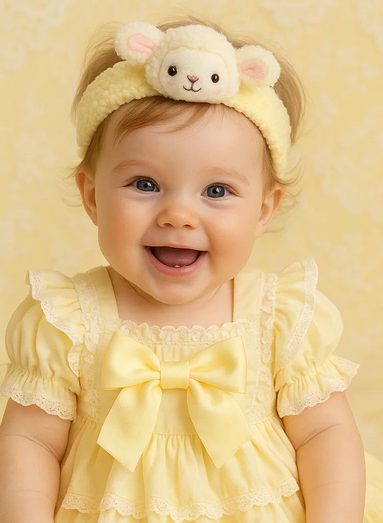 Star Kirby Baby Haarband mit Tierdesign und gelbem Kleid