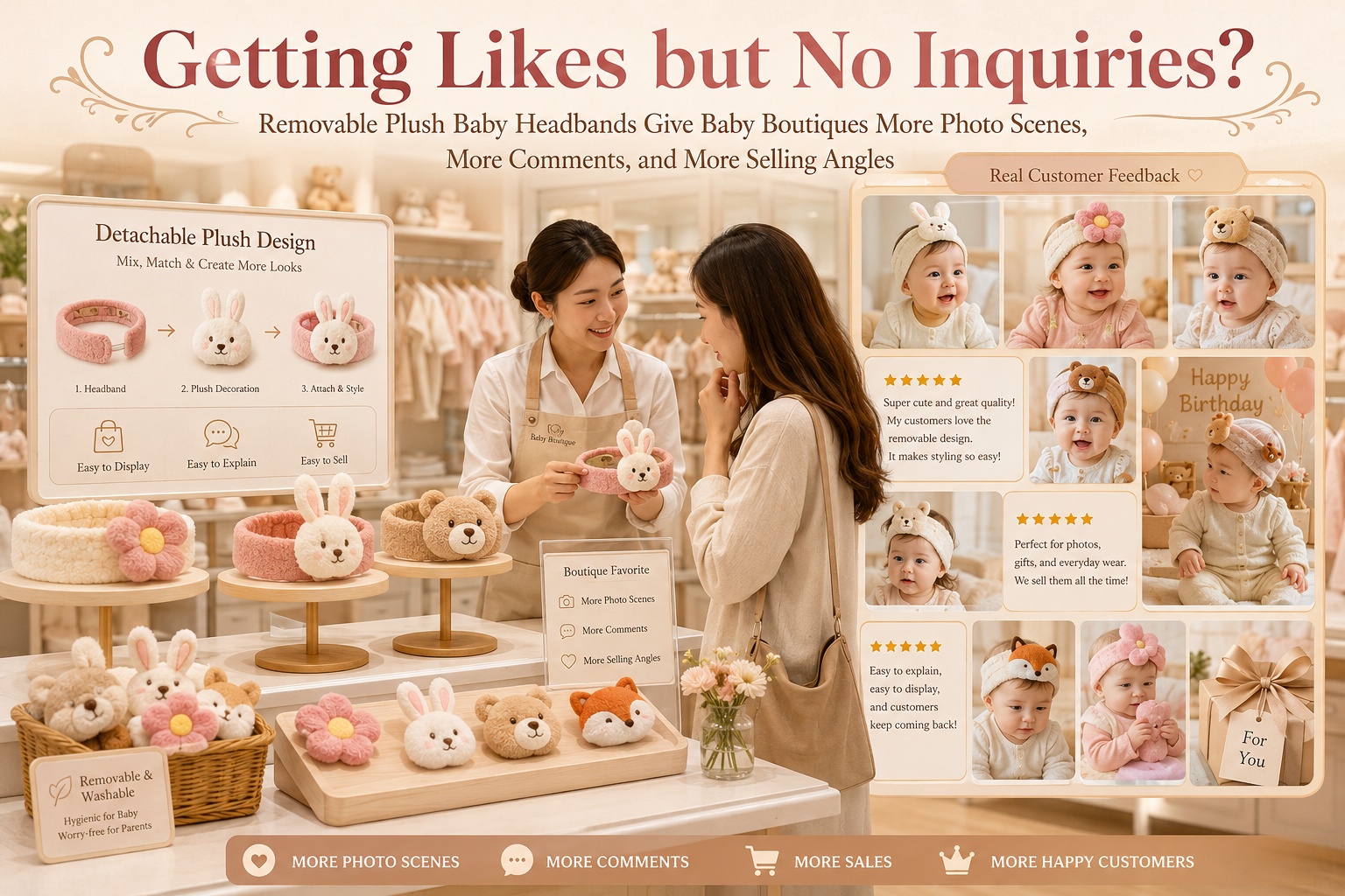 Getting Likes but No Inquiries? Removable Plush Baby Headbands Give Baby Boutiques More Photo Scenes, More Comments, and More Selling Angles