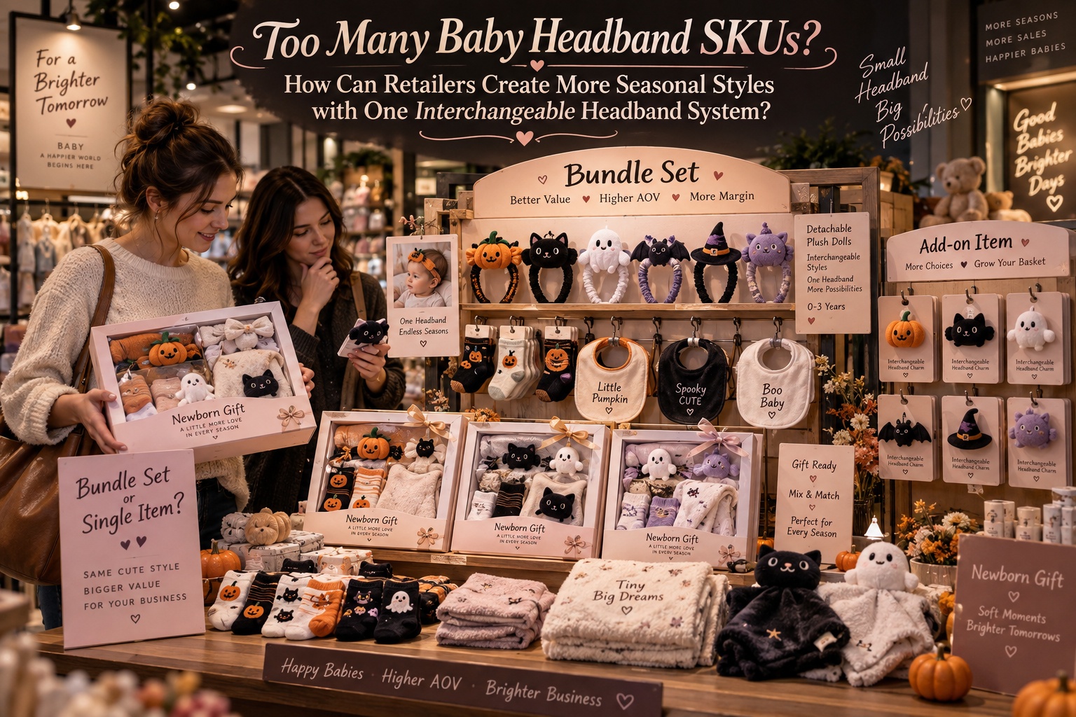 Too Many Baby Headband SKUs? How Can Retailers Create More Seasonal Styles with One Interchangeable Headband System? 👶🎀