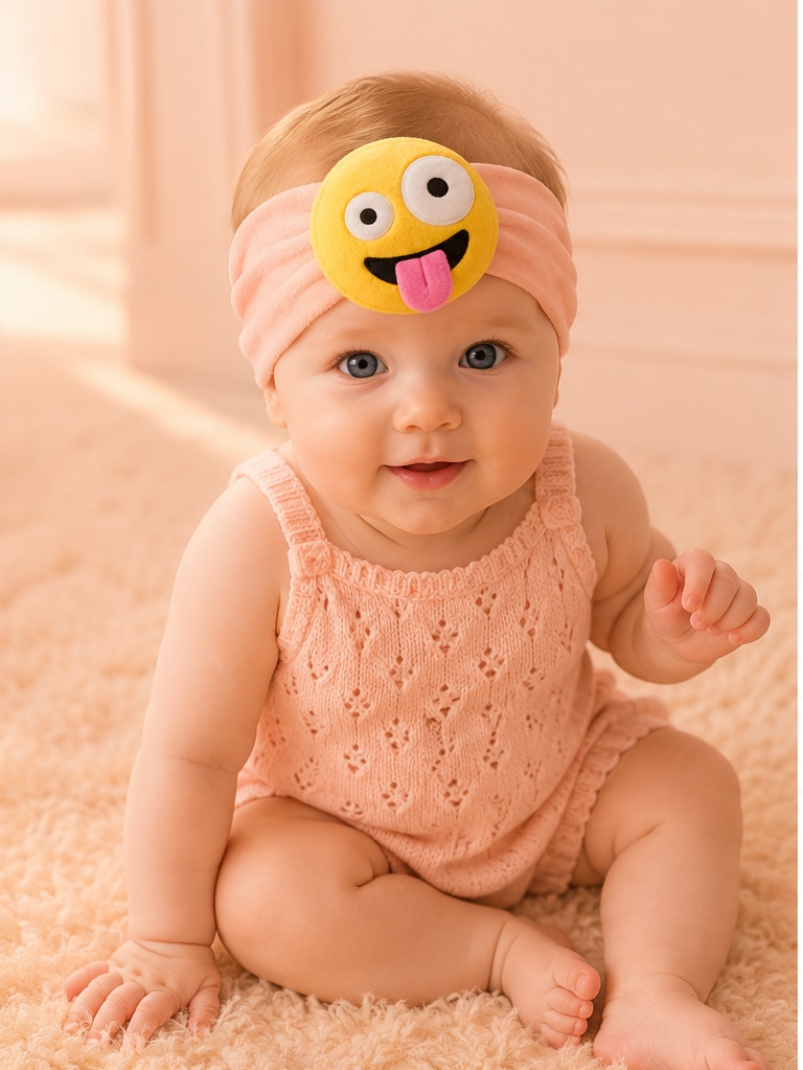 Silly Tongue Plush Emoji Baby Headband for Boutique & Wholesale Buyers