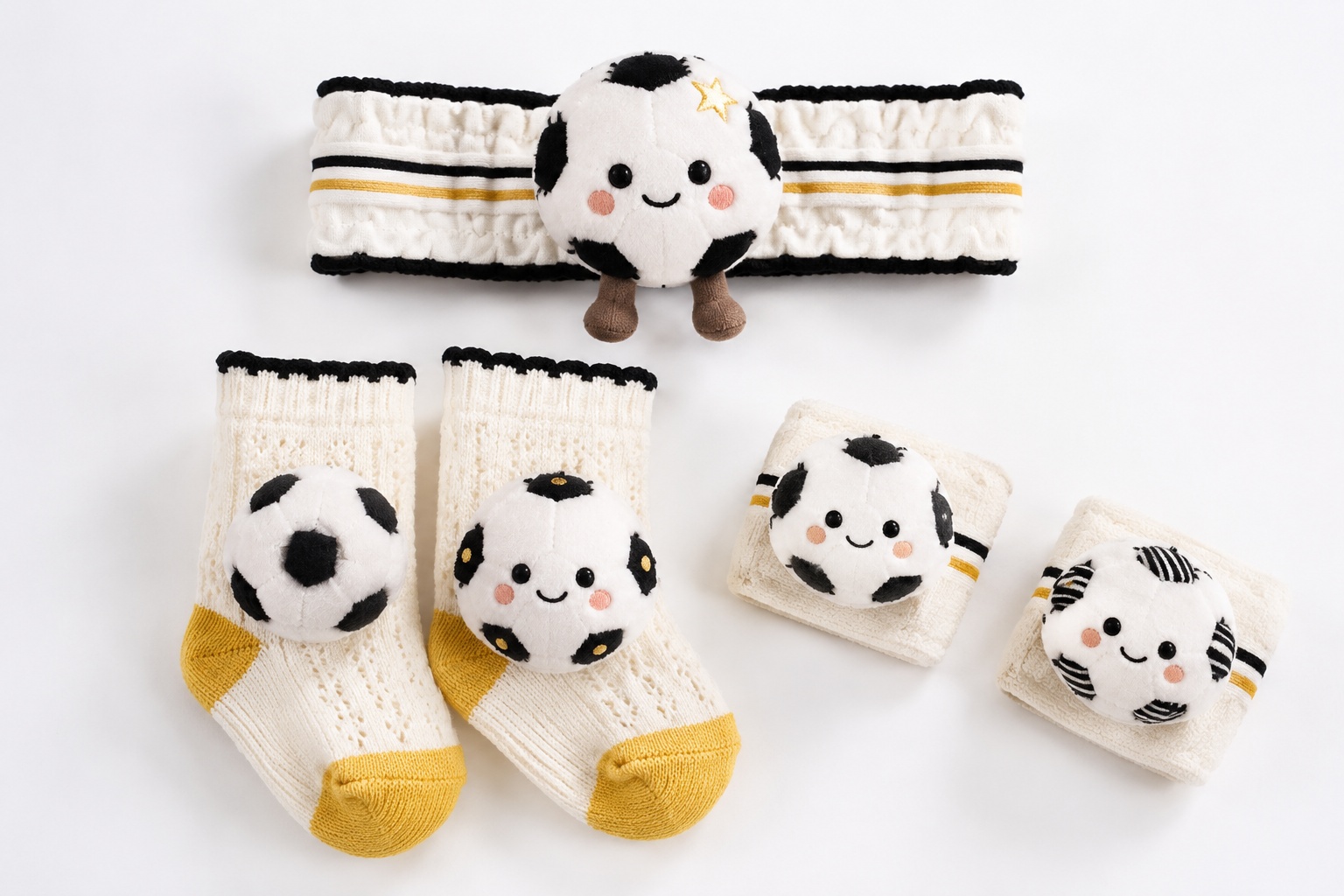 Wholesale Soccer Baby Gift Set with Plush Headband, Lace Socks & Wrist Rattles – Gift-Ready Boutique Bundle