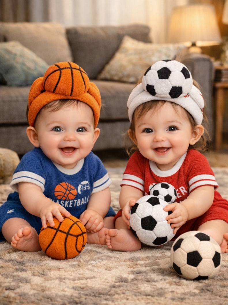 Éco-responsable Bandeau Bébé Détachable en Cartoon – Coton Doux, Design Ballon de Foot