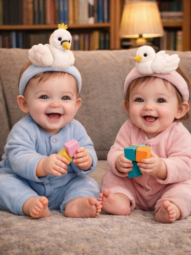 Éco-responsable Bandeau Bébé Détachable en Cartoon – Coton Doux, Design Oiseau