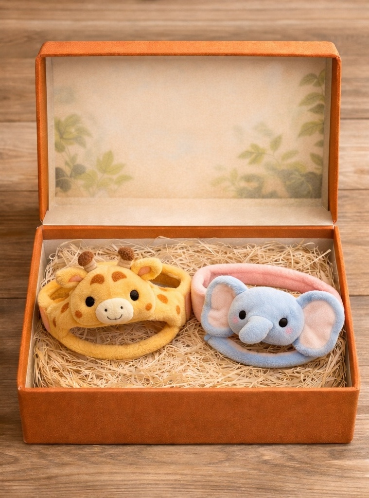 Éco-responsable Bandeau Bébé Détachable en Cartoon – Coton Doux, Design Girafe et Éléphant