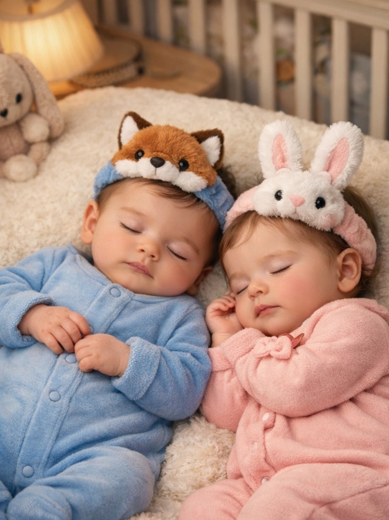 Cute Baby Headband with Fox and Bunny Characters for Newborns