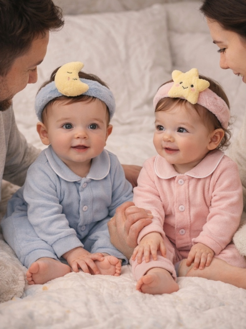 Detachable Baby Headband with Moon and Star Characters for Newborns