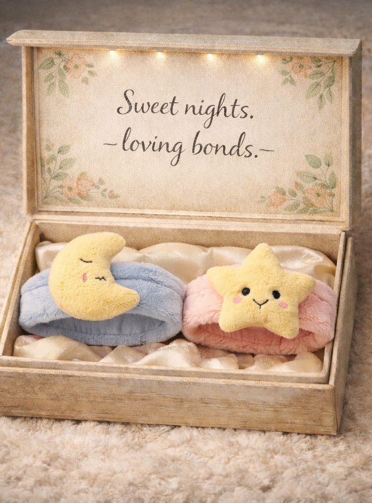Moon & Star Soft Plush Baby Headband Gift Set for Newborn Photoshoot