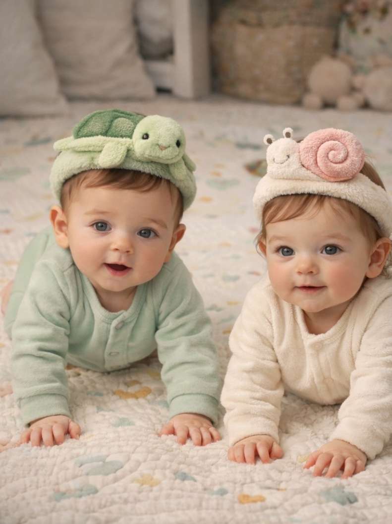 Cute Baby Headband with Turtle and Snail Characters