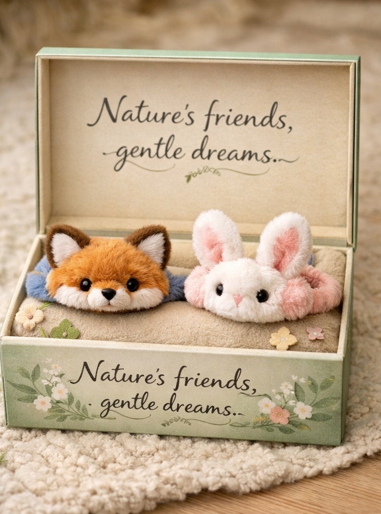 Fox & Bunny Animal Plush Baby Headband Gift Set for Newborn Photo Props