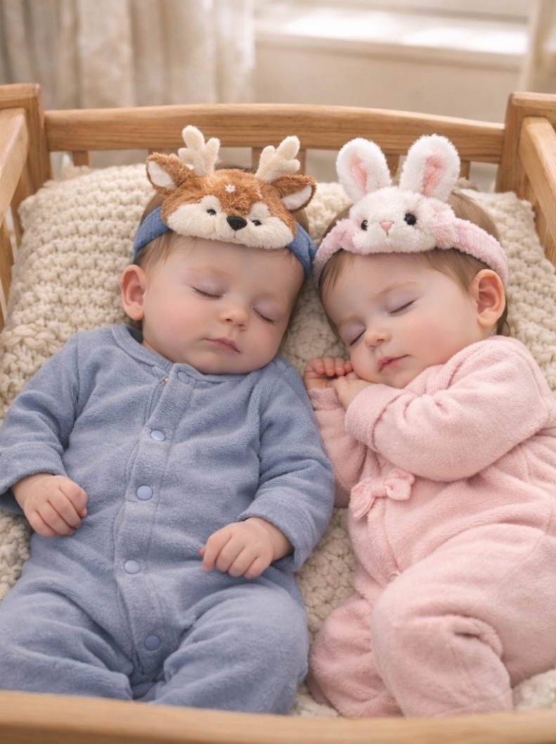 Deer & Bunny Animal Plush Baby Headband Gift Set for Infant Photography