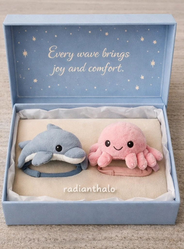Dolphin & Octopus Ocean Cartoon Baby Headband Gift Set for Newborn Photos