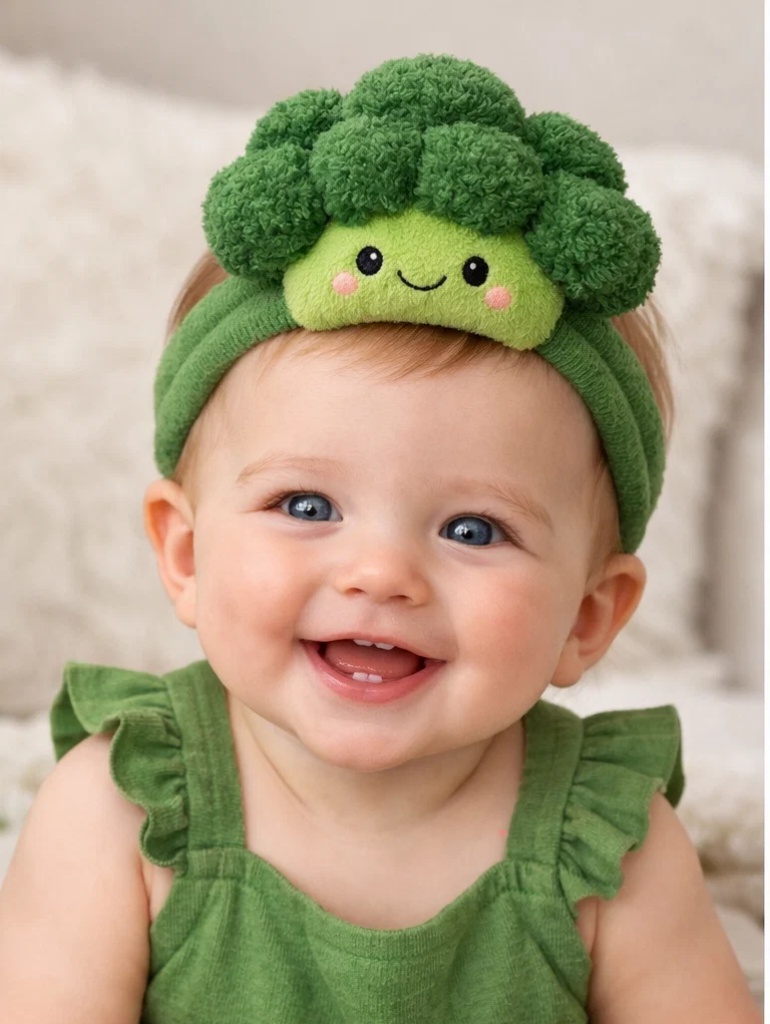 Wholesale Gift-Ready Baby Box White Onesie with Plush Broccoli Doll Headband