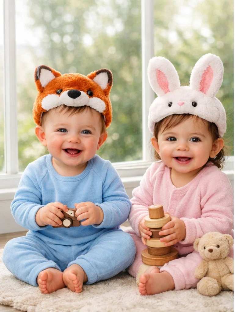 Fox & Bunny Cartoon Baby Headband Set - Soft and Comfortable Cotton