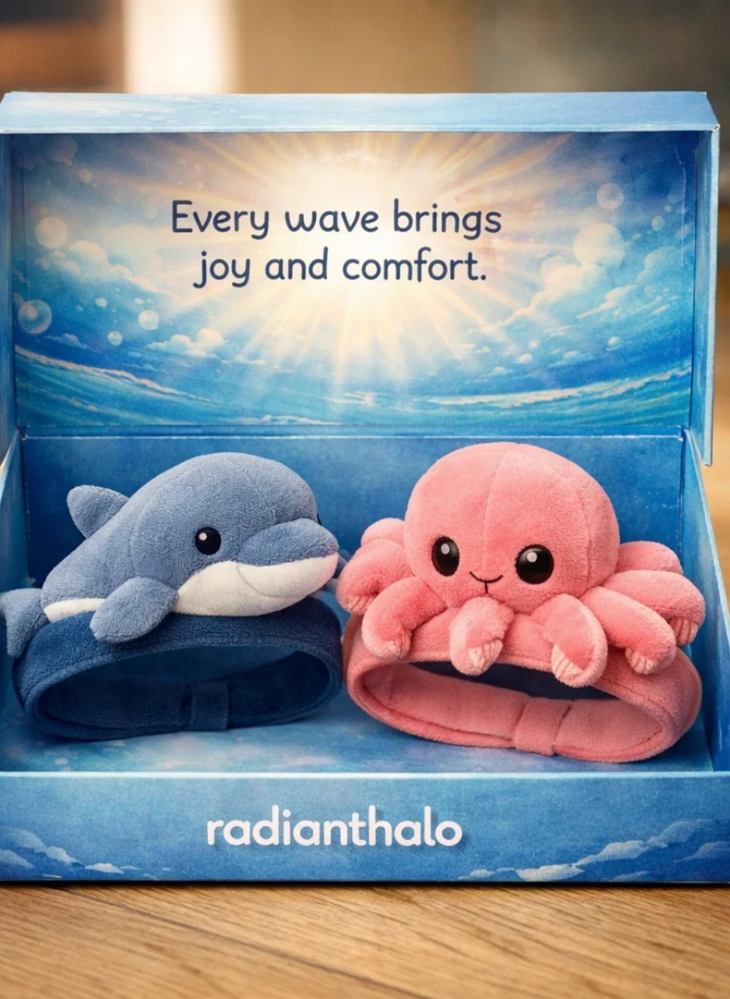Dolphin & Octopus Cartoon Baby Headband Set - Eco-Friendly Cotton for Infants