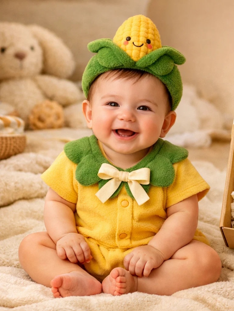 Premium Wholesale Neutral Baby Gift Box Soft Cream Outfit with Plush Corn Doll Headband