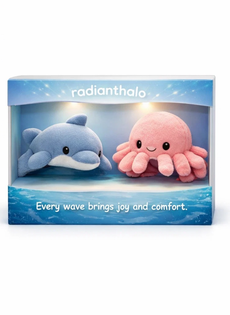 Dolphin & Octopus Baby Headband Set - Soft, Detachable Cotton for Infants