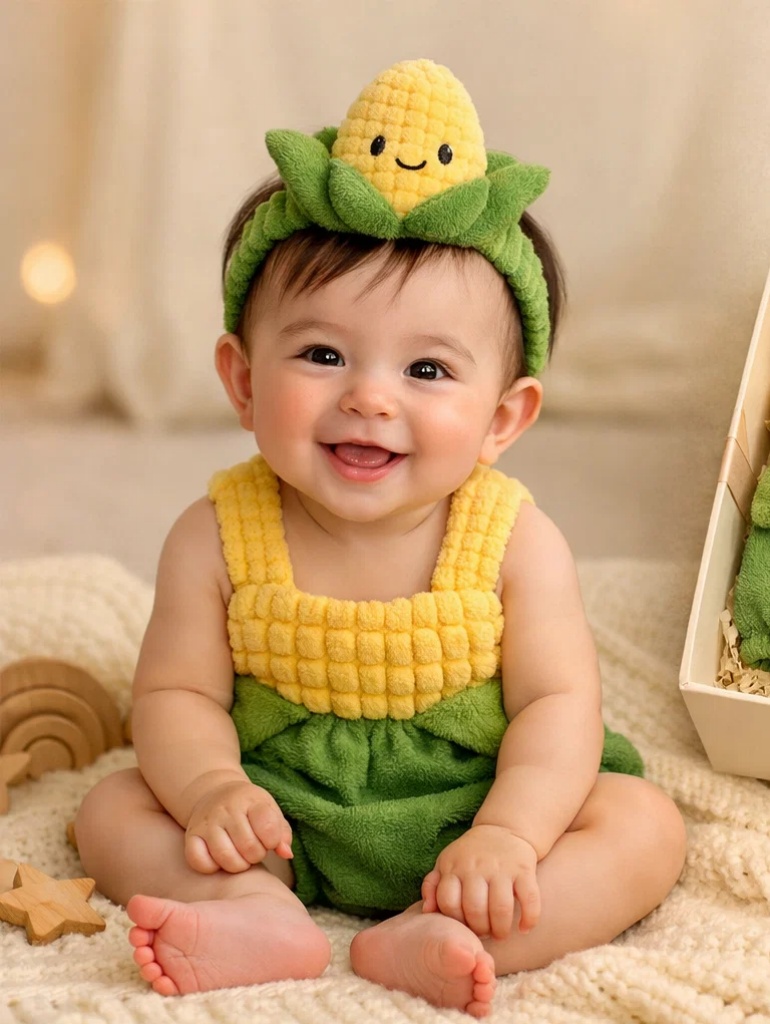Wholesale Corn Baby Gift Box Yellow Plush Outfit with Matching Corn Doll Headband