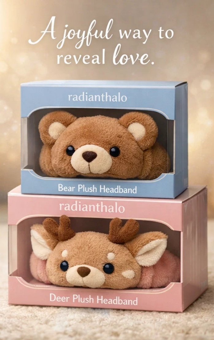 Bear & Deer Cartoon Detachable Headband Set - Soft Cotton for Newborns
