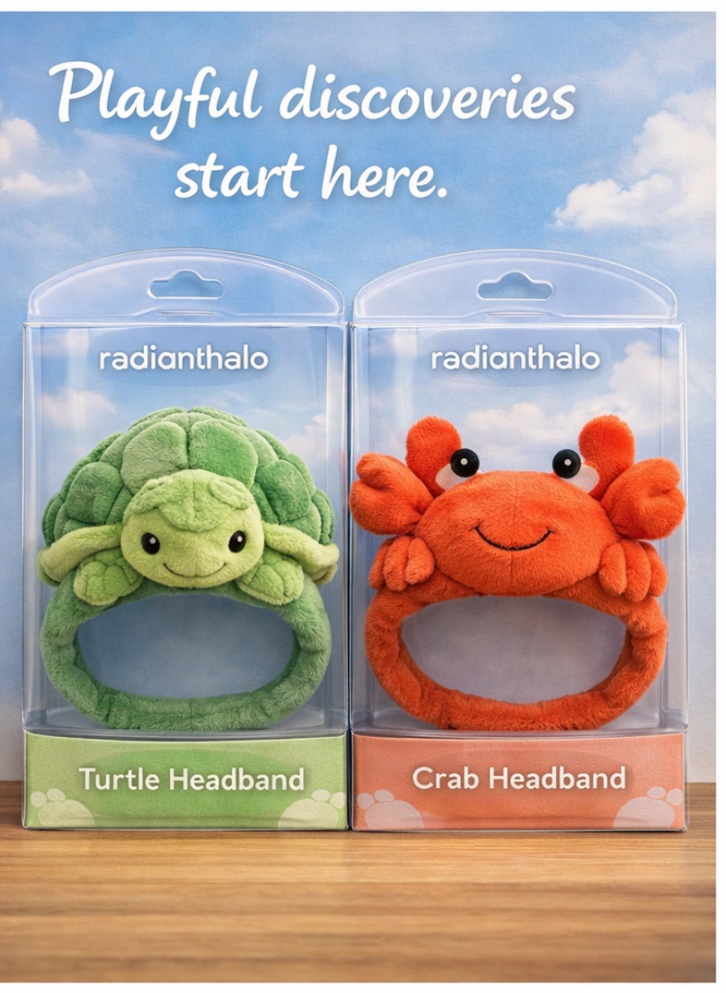 Wholesale Detachable Turtle & Crab Plush Baby Headband Set for Newborns Toddlers OEM Custom Soft Animal Hair Accessories