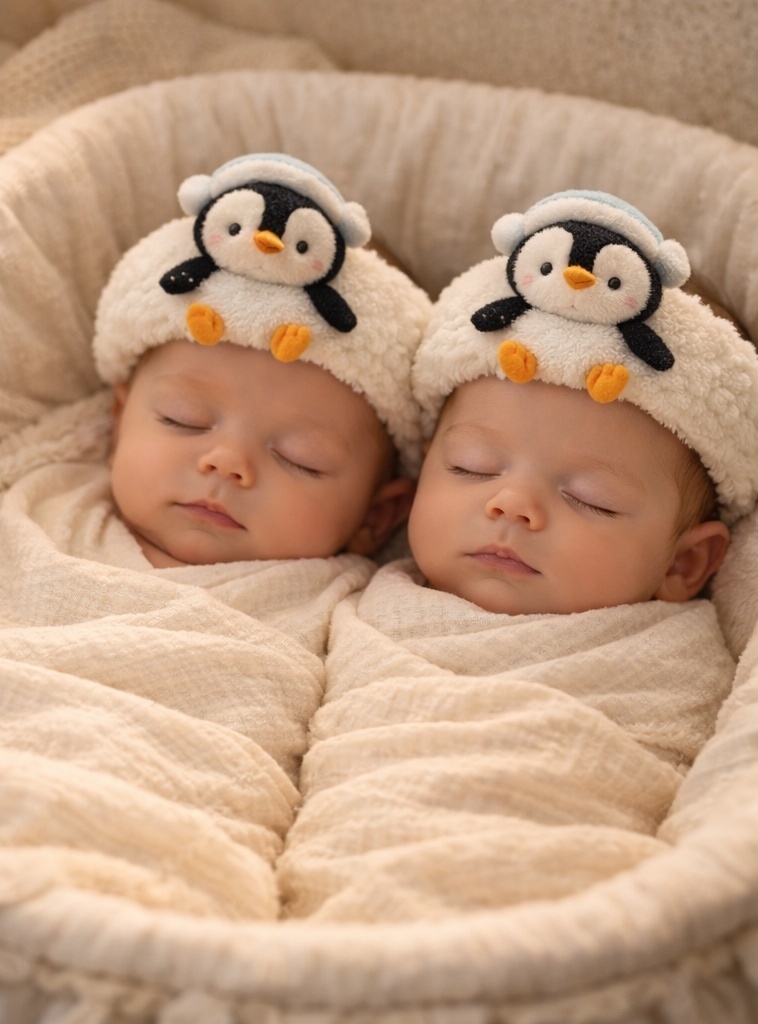 Skiing Bear Design Baby Headband – Eco-friendly Cotton and Detachable
