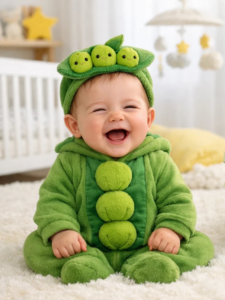Boutique Wholesale Sweet Pea Baby Gift Box Plush Romper with Matching Pea Pod Doll Headband