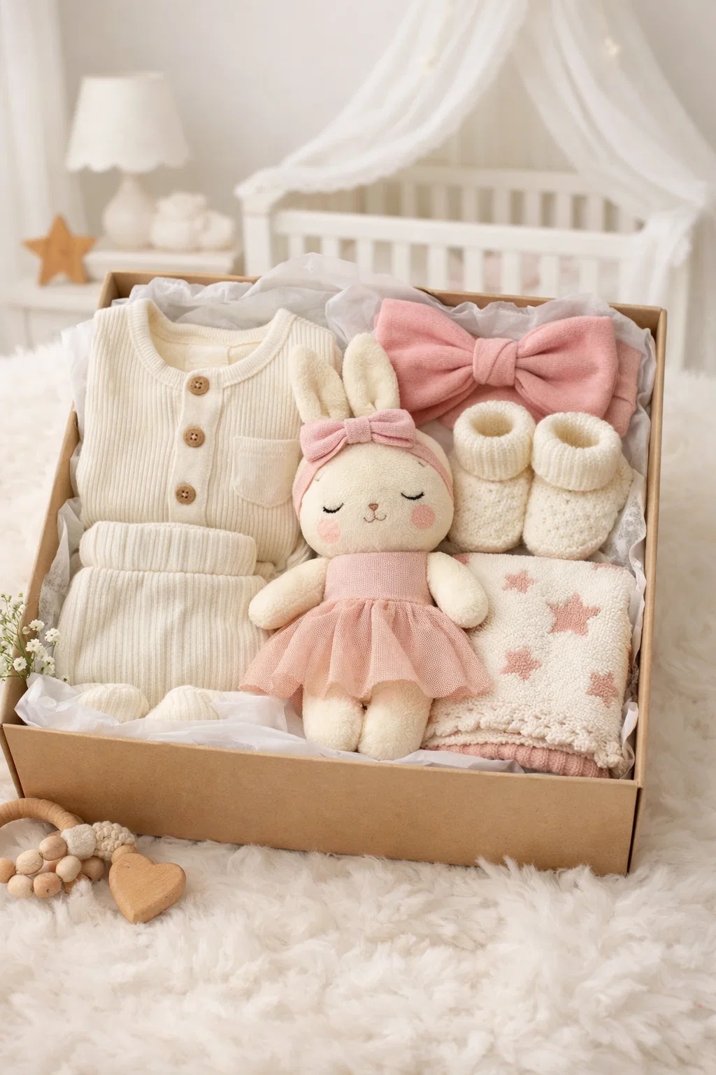 Customizable Plush Doll Headband Baby Gift Set | Soft Cotton Newborn Clothing and Accessories for Wholesale