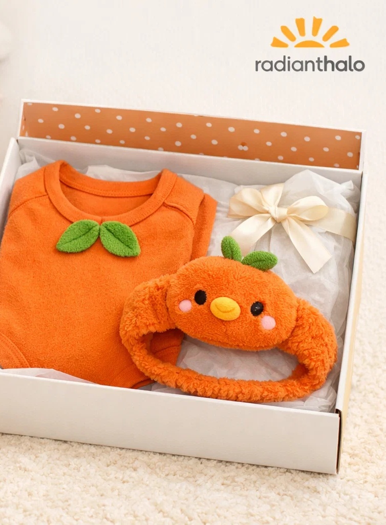 Retail-Ready Banana Baby Outfit Gift Box with Matching Bottoms and Plush Headband