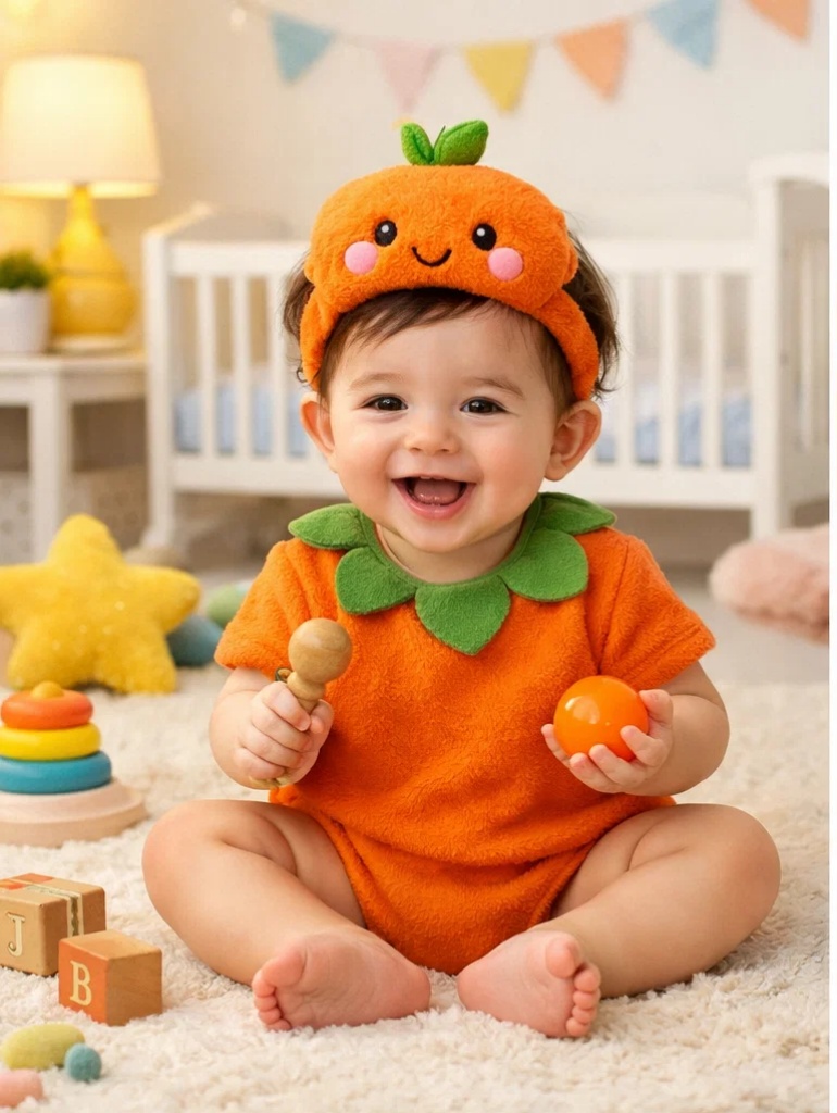 Minimalist Orange Baby Boutique Gift Set with Plush Fruit Headband