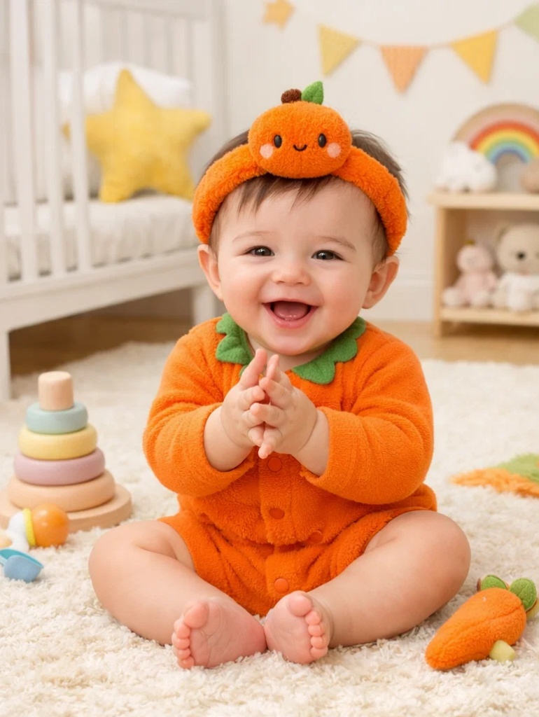 Wholesale Pumpkin Newborn Gift Set with Detachable Plush Headband for Seasonal Baby Boutiques