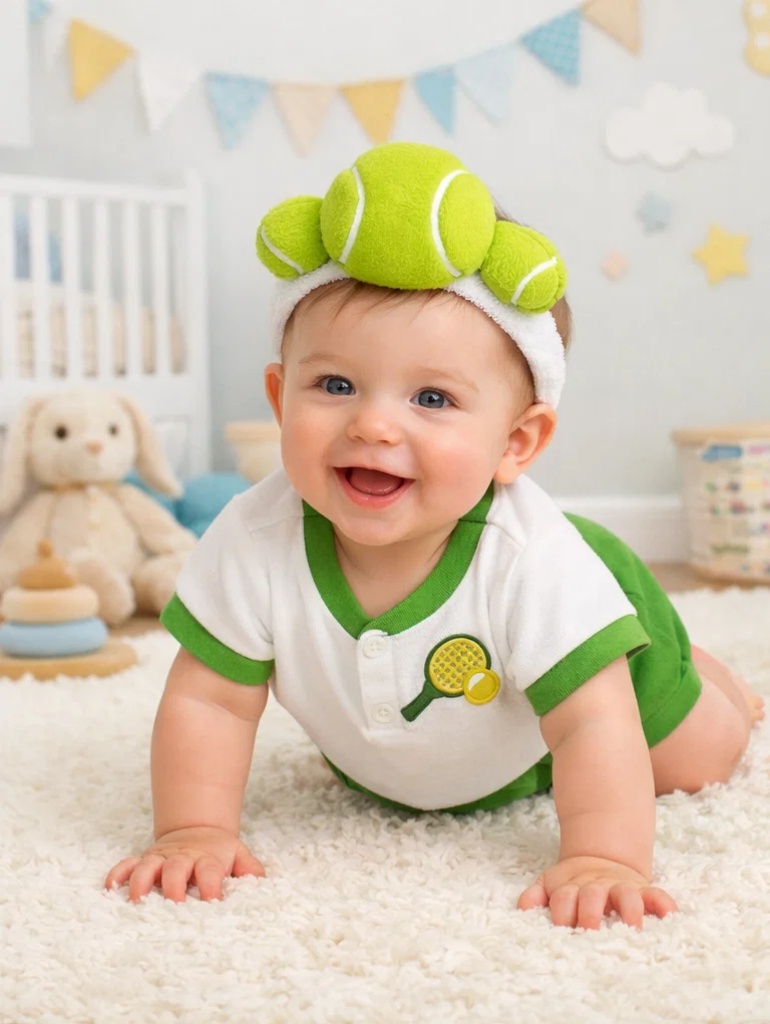 Private Label Tennis Baby Gift Box with Plush Ball Headband for Sporty Newborn Collections
